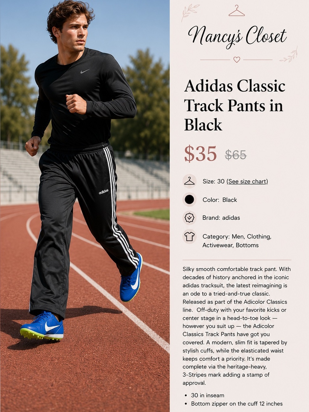 Adidas Classic Track Pants in Black